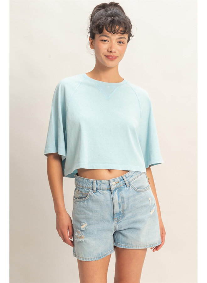I'M FADED CROPPED TEE-BLUE
