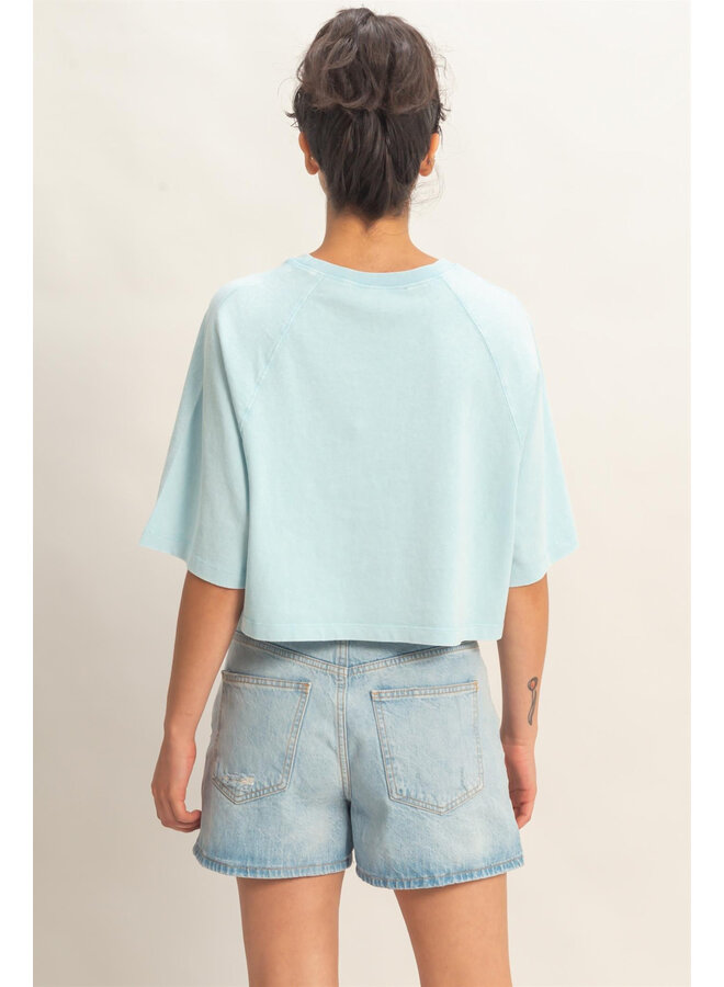 I'M FADED CROP TOP-BLUE