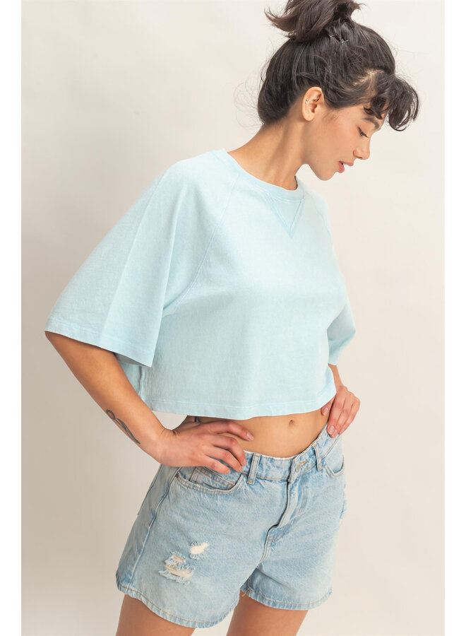 I'M FADED CROPPED TEE-BLUE
