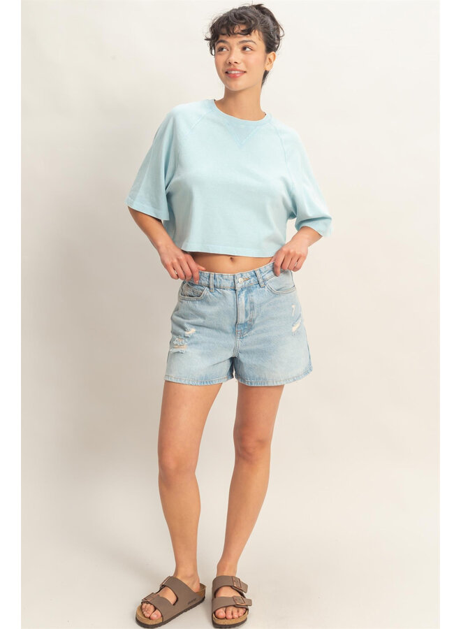 I'M FADED CROPPED TEE-BLUE