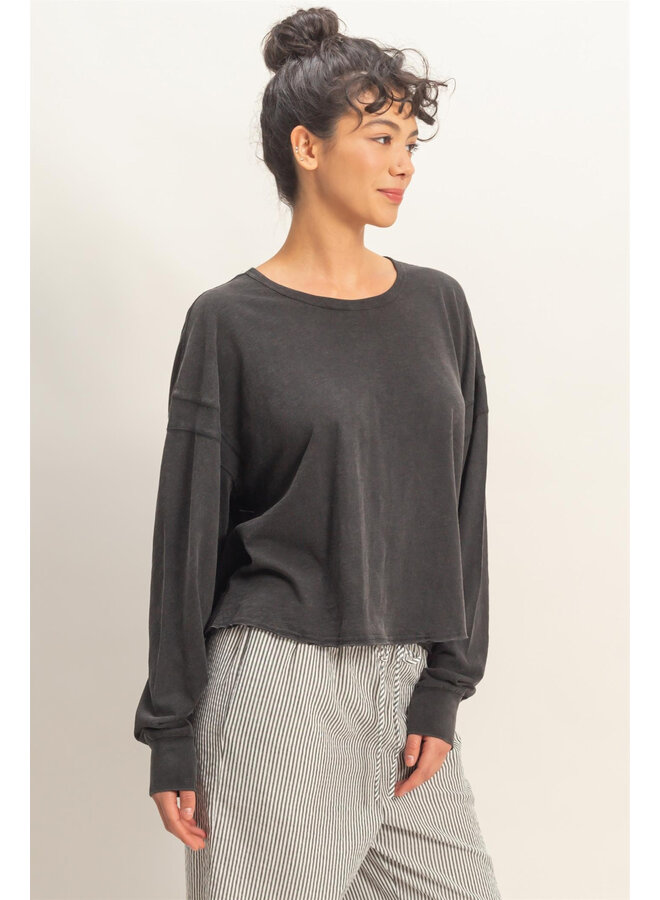 CATCH MY BACKSIDE LONG-SLEEVE TOP-BLACK