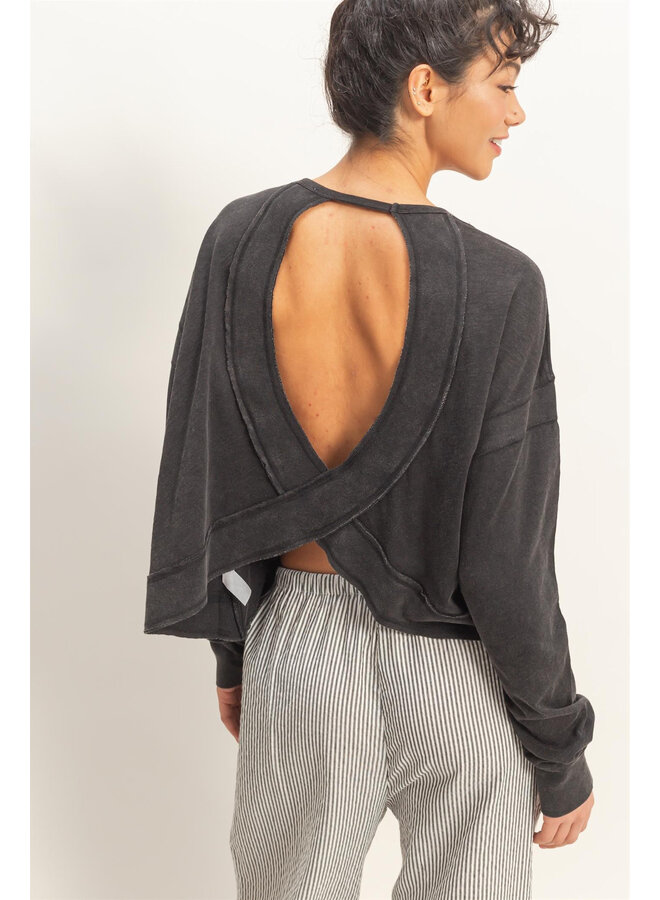 CATCH MY BACKSIDE LONG-SLEEVE TOP-BLACK