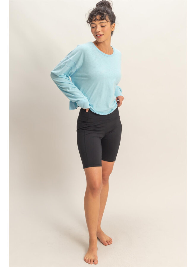 CATCH MY BACKSIDE LONG-SLEEVE TOP-BLUE