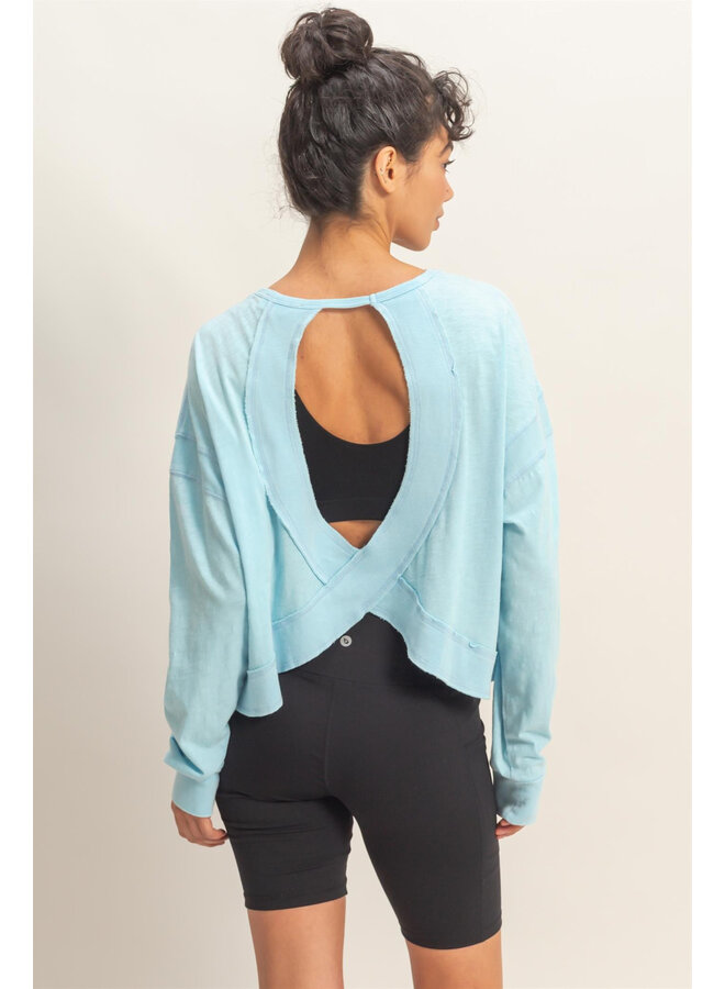 CATCH MY BACKSIDE LONG-SLEEVE TOP-BLUE