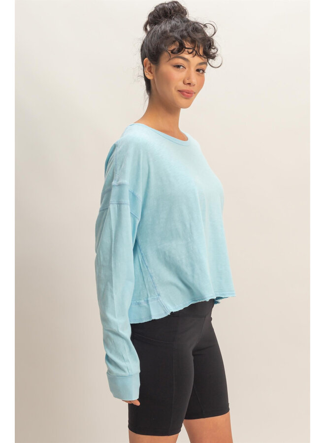 CATCH MY BACKSIDE LONG-SLEEVE TOP-BLUE