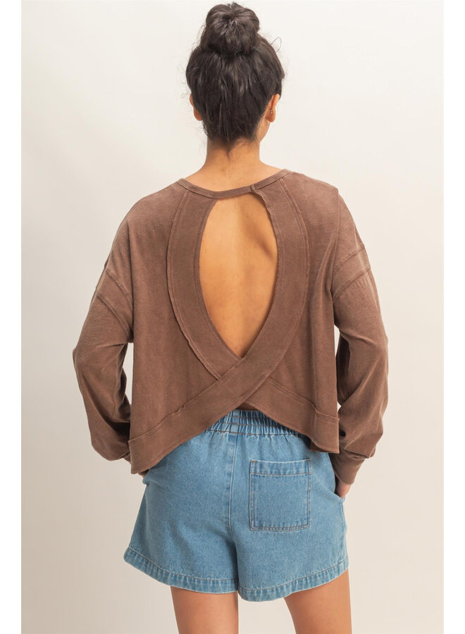 CATCH MY BACKSIDE LONG-SLEEVE TOP-CHOCOLATE