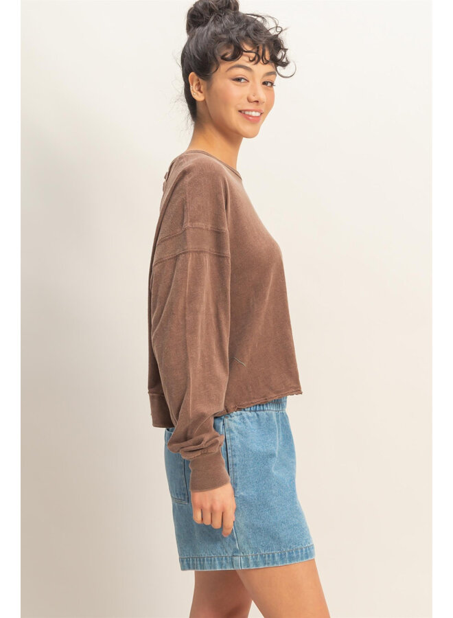 CATCH MY BACKSIDE LONG-SLEEVE TOP-CHOCOLATE