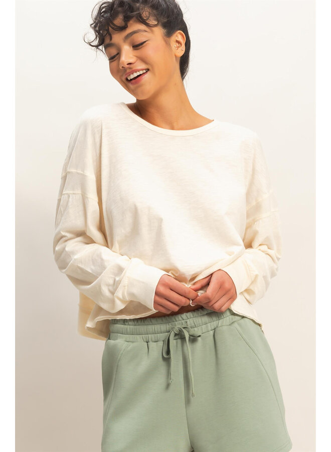 CATCH MY BACKSIDE LONG-SLEEVE TOP-WHIP CREAM