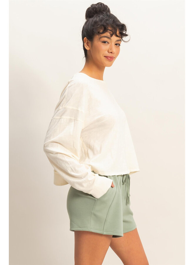 CATCH MY BACKSIDE LONG-SLEEVE TOP-WHIP CREAM