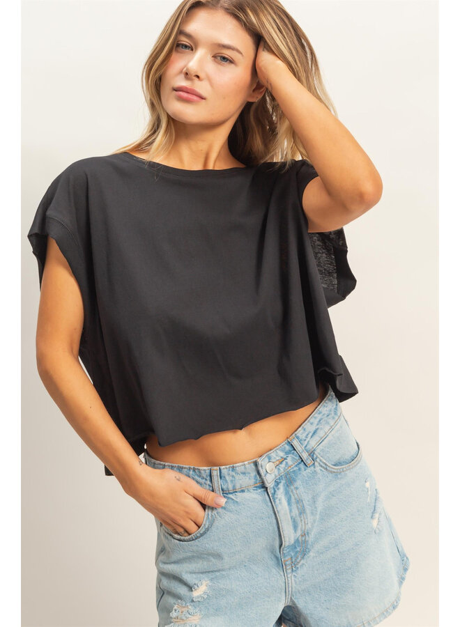 CATCH MY BACKSIDE CROP TOP-BLACK