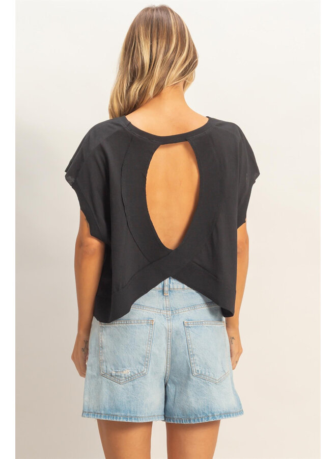 CATCH MY BACKSIDE CROP TOP-BLACK