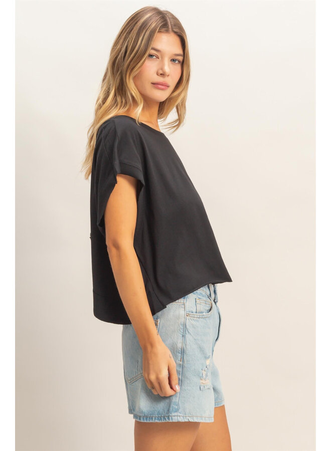 CATCH MY BACKSIDE CROP TOP-BLACK