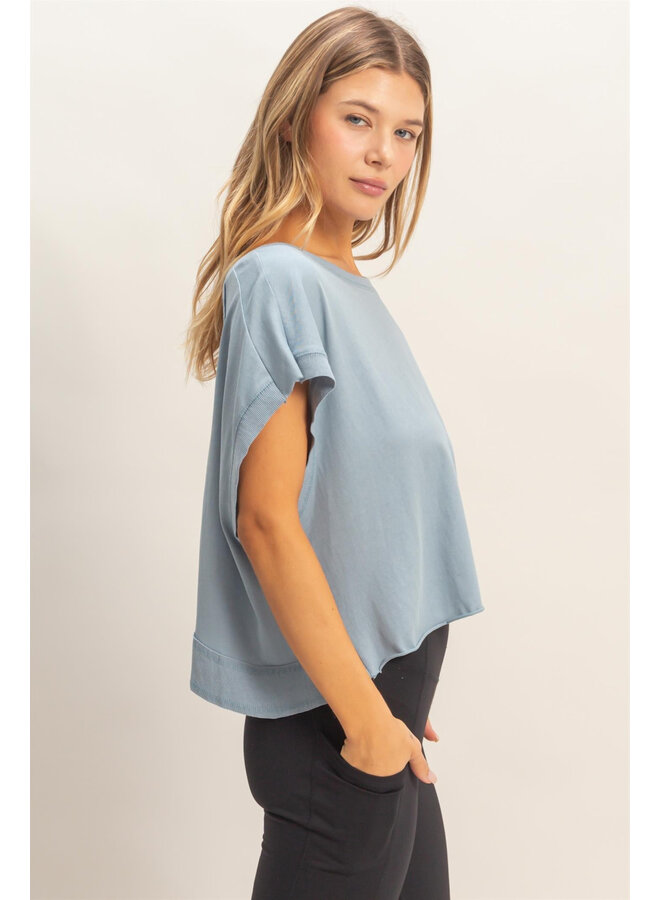 CATCH MY BACKSIDE CROP TOP-LIGHT BLUE