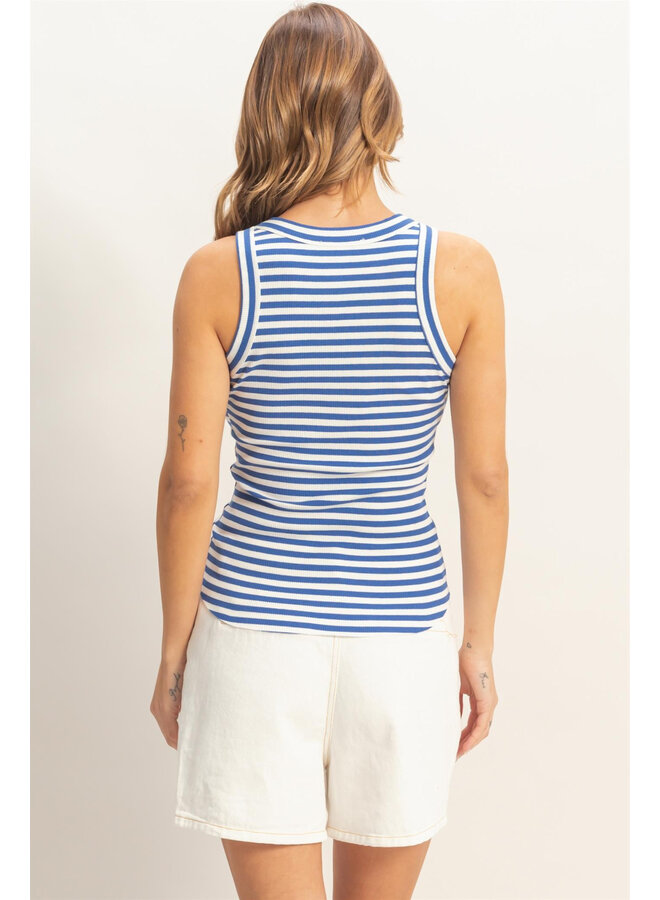 SUMMER TIME STRIPES RAZOR BACK TOP-BLUE