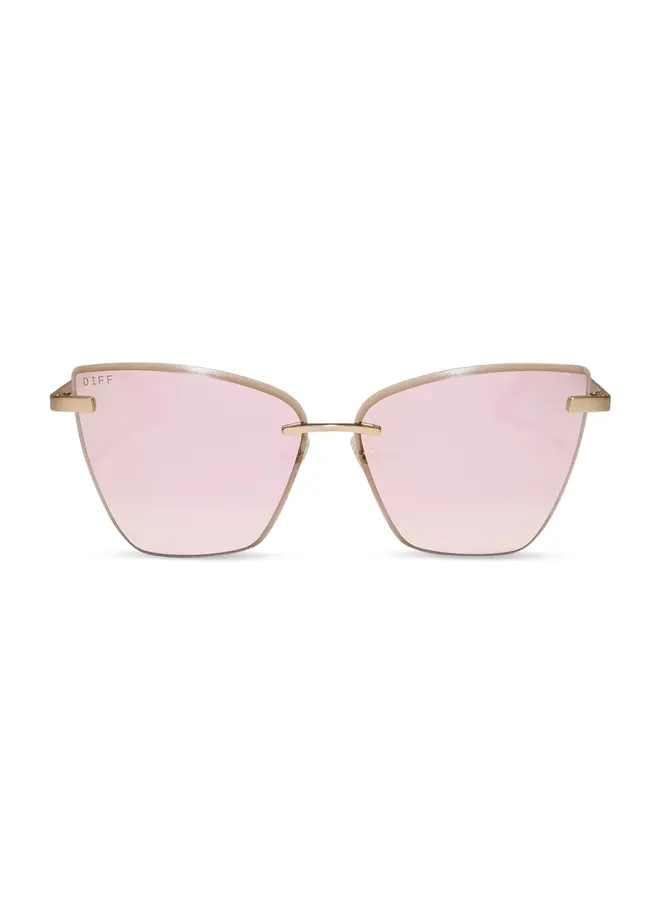 BECKY V SUNGLASSES-BRUSHED GOLD CHERRY BLOSSOM MIRROR