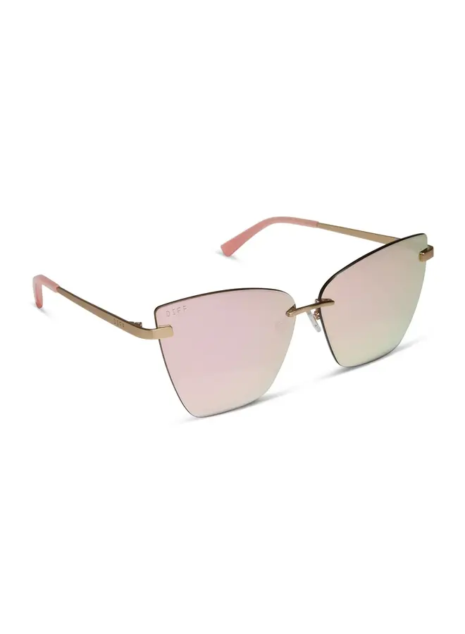 BECKY V SUNGLASSES-BRUSHED GOLD CHERRY BLOSSOM MIRROR