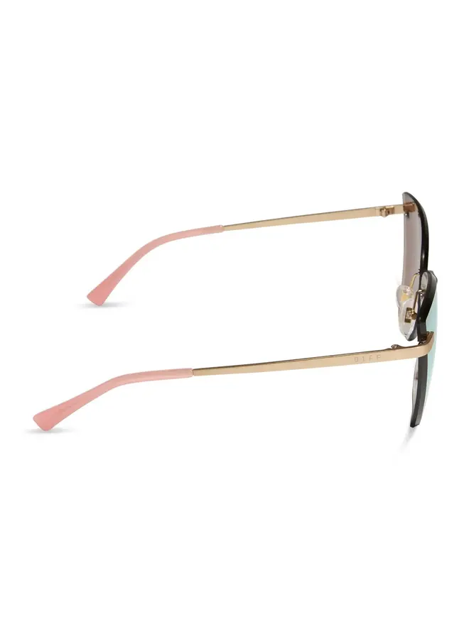 BECKY V SUNGLASSES-BRUSHED GOLD CHERRY BLOSSOM MIRROR