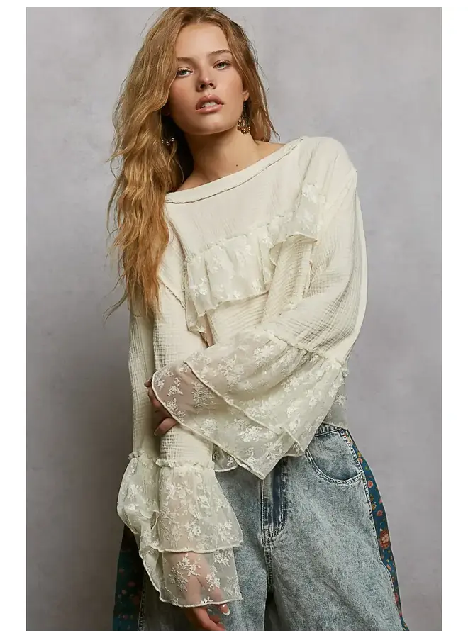 WHISPER IN THE WOODS LACE TOP-OFF WHITE