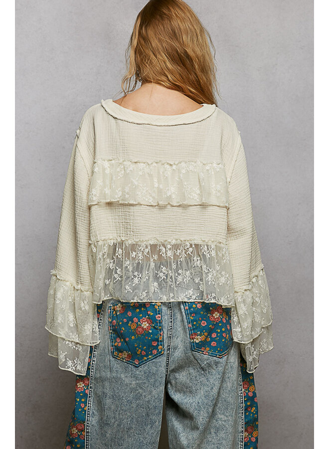 WHISPER IN THE WOODS LACE TOP-OFF WHITE