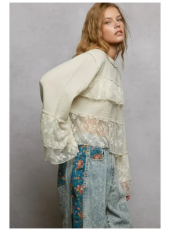WHISPER IN THE WOODS LACE TOP-OFF WHITE