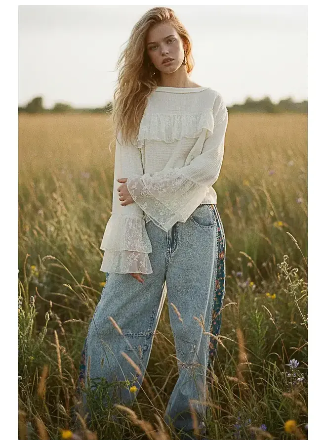 WHISPER IN THE WOODS LACE TOP-OFF WHITE