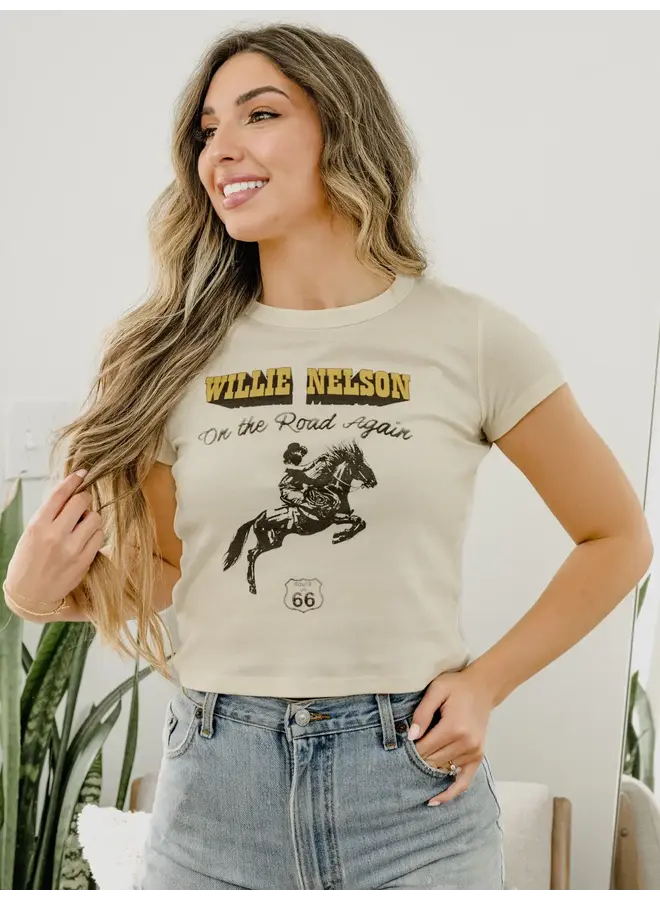 WILLIE NELSON ROUTE 66 MICRO CROPPED TEE