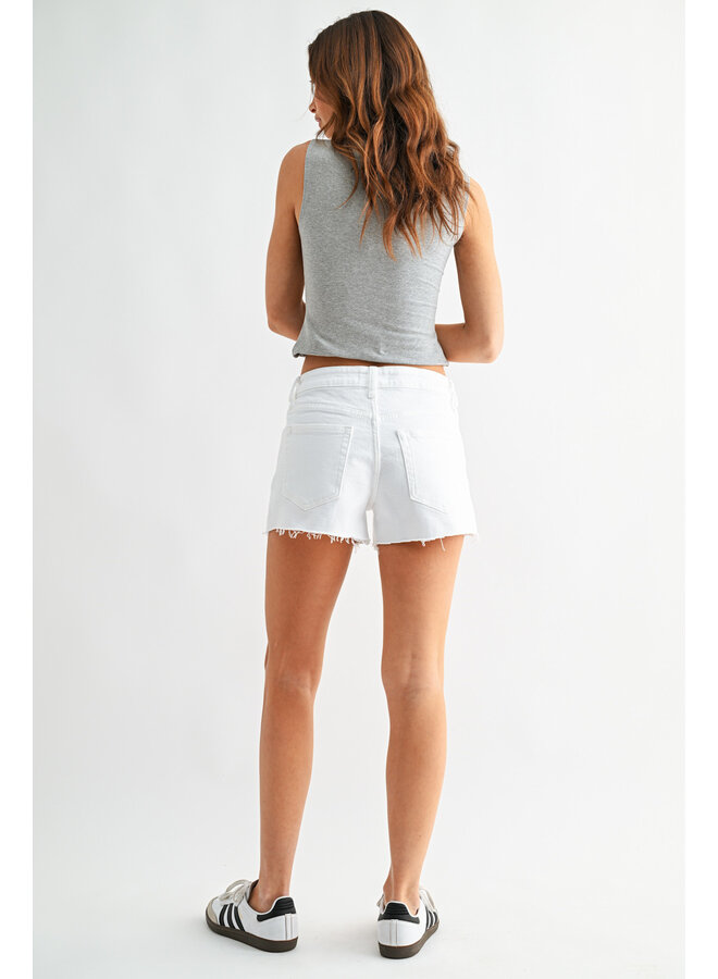 HAYDEN MID-RISE WHITE SHORTS