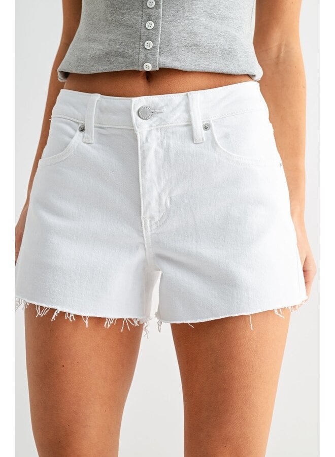 HAYDEN MID-RISE WHITE SHORTS