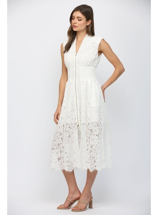 LOVE AT FIRST ZIP LACE DRESS