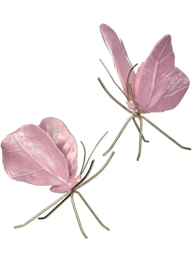 5" RESIN/METAL BUTTERFLY DECOR-PINK/GOLD