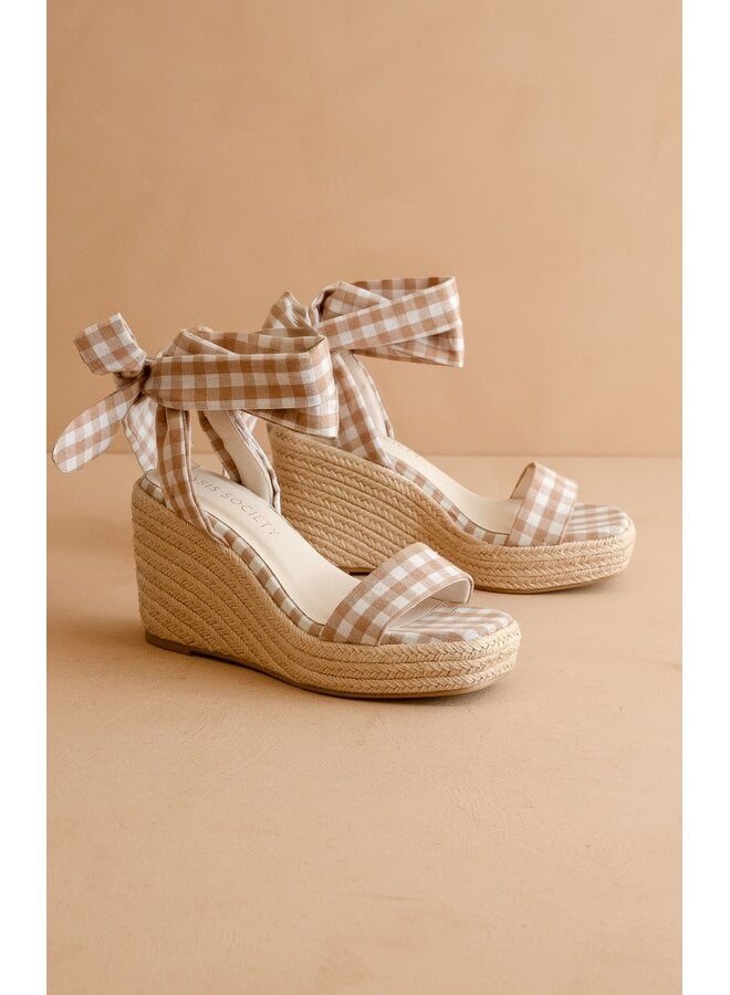 THE OCEANA GINGHAM WRAP WEDGE