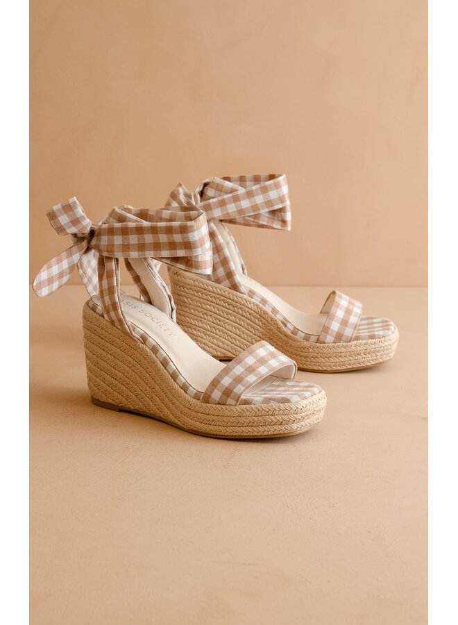 THE OCEANA GINGHAM WRAP WEDGE