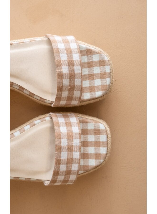 THE OCEANA GINGHAM WRAP WEDGE