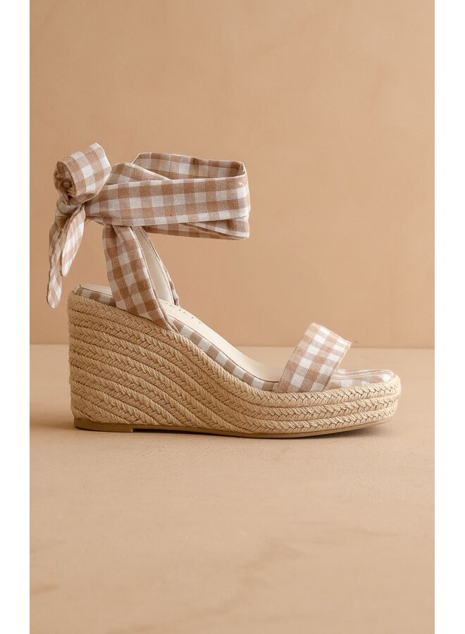 THE OCEANA GINGHAM WRAP WEDGE