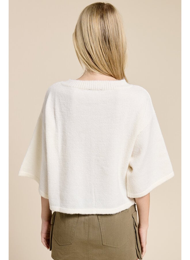 IN THE BOX BUTTON DOWN CARDIGAN-IVORY