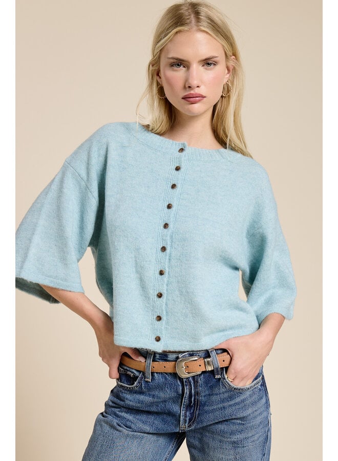 IN THE BOX BUTTON DOWN CARDIGAN-SEAFOAM