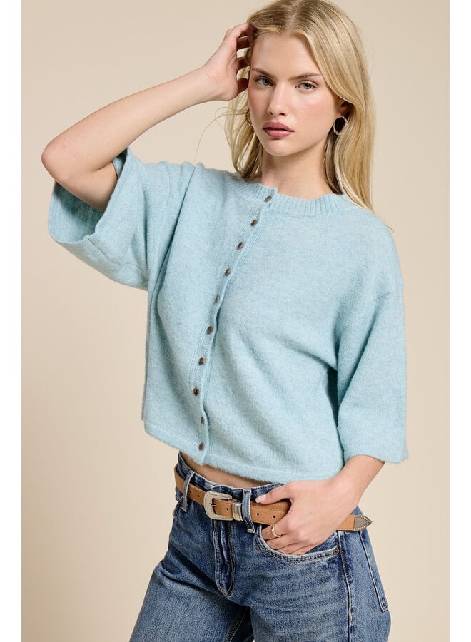 IN THE BOX BUTTON DOWN CARDIGAN-SEAFOAM
