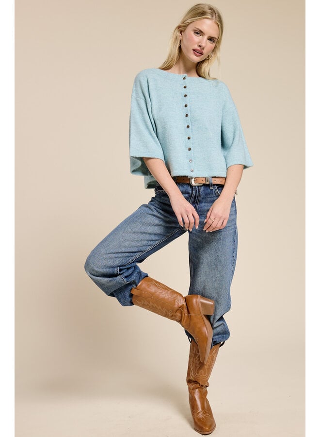 IN THE BOX BUTTON DOWN CARDIGAN-SEAFOAM