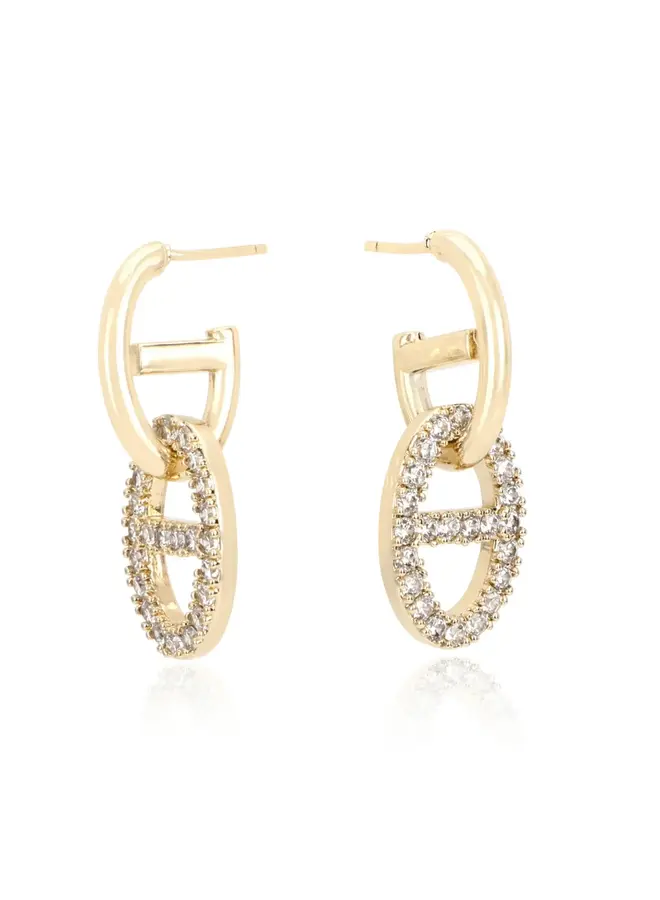BELLE 18KGP STONE EARRINGS