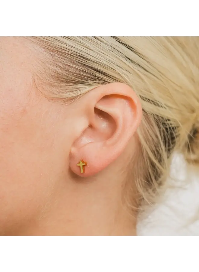 ETHEL 24KGF DAINTY CROSS EARRINGS