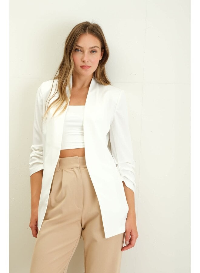 CITY CHIC RUCHED SLEEVE BLAZER