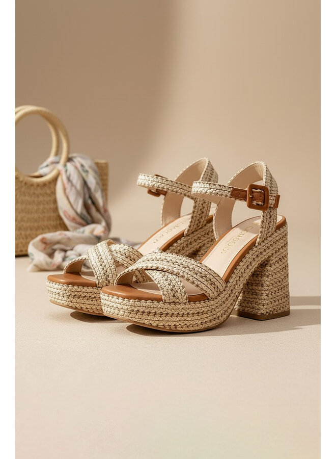 YARA RAFFIA DETAIL CHUNKY HEEL