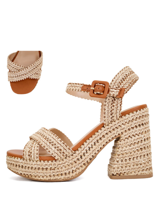 YARA RAFFIA DETAIL CHUNKY HEEL