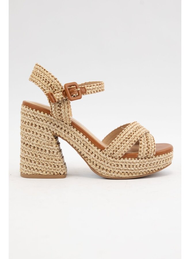 YARA RAFFIA DETAIL CHUNKY HEEL
