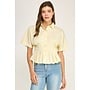 LIFE GIVING LEMONS PLEATED BUTTON DOWN TOP