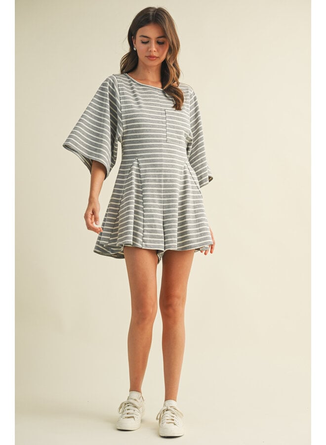 IT'S GIVING ROMPER-HEATHER GREY