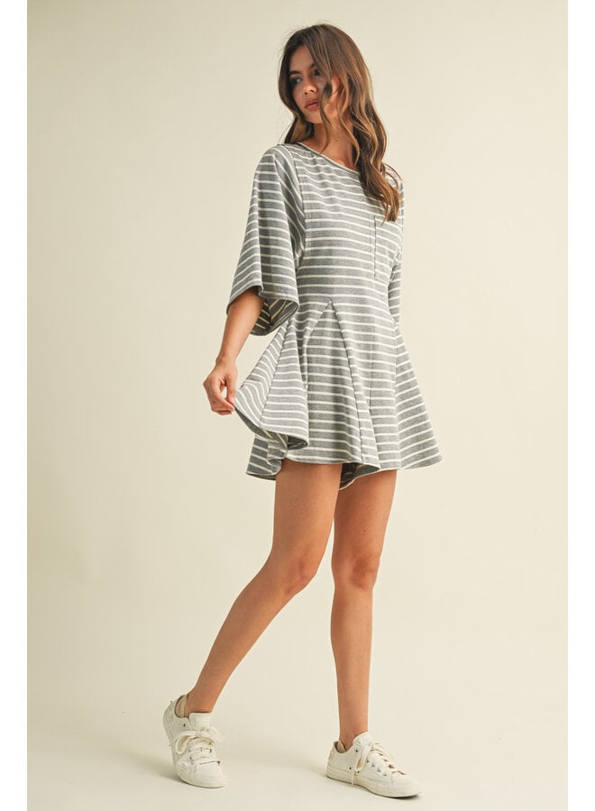 IT'S GIVING ROMPER-HEATHER GREY