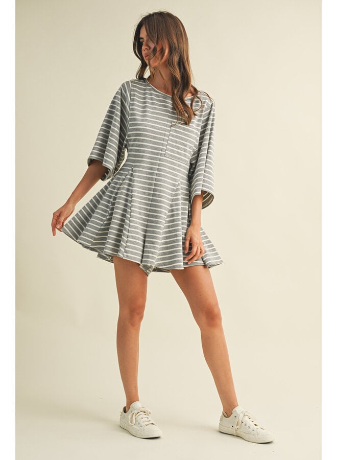 IT'S GIVING ROMPER-HEATHER GREY