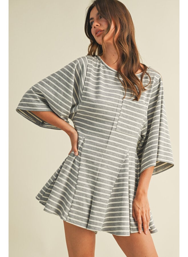 IT'S GIVING ROMPER-HEATHER GREY