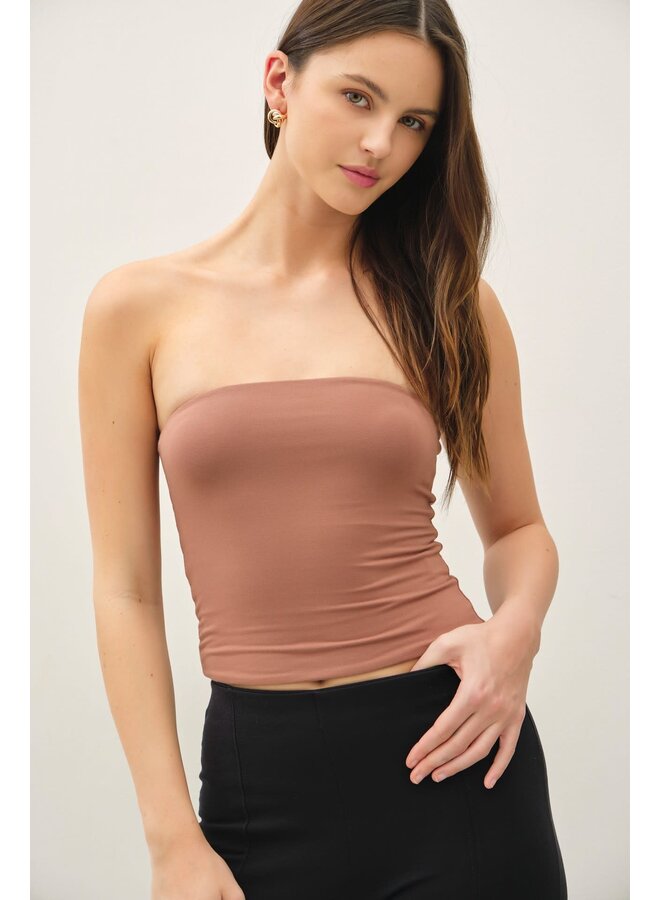 YES BASICALLY BANDEAU TOP-CHOCOLATE MILK